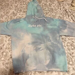 Blue tie-dye Alpha Phi hoodie